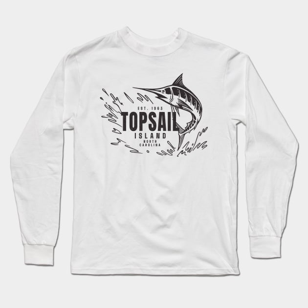 Vintage Marlin Fishing at Topsail Island, North Carolina Long Sleeve T-Shirt by Contentarama